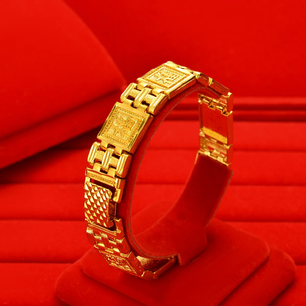 

Luxury 24K 9999 Pure Gold real gold Men's Fortune Strap Bracelet