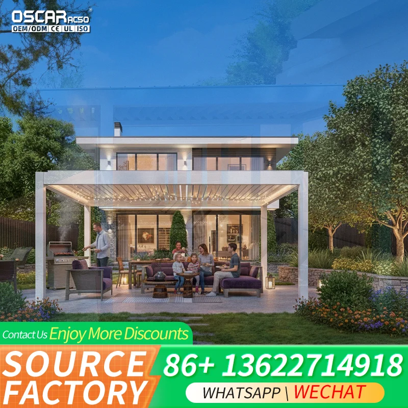 Rust Resistant Waterproof Aluminum Canopy Fixed Roof for Outdoor Garden Parking in US UK  pergola
