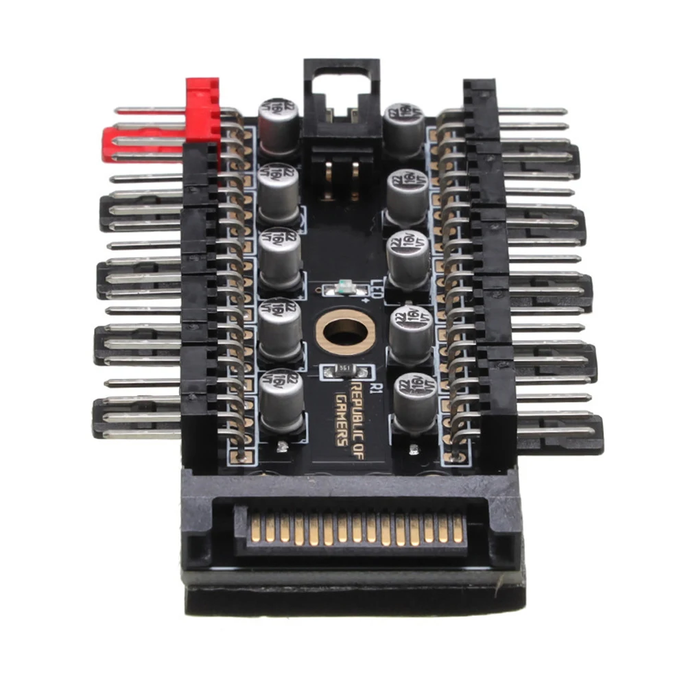 1 to 10 4Pin Cooling Fans Hub Splitter Cable 12V PWM LED Sata Power Suppply Adapter Speed Controller For PC Computer Mining