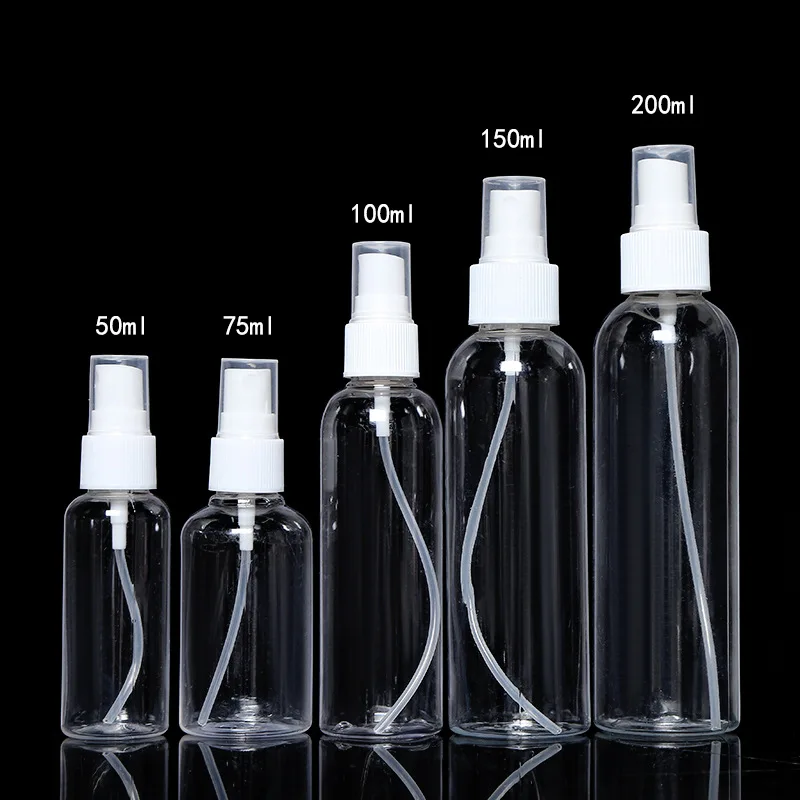 10ml/20ml/50ml/100ml/150ml/250ml przenośna przezroczysta plastikowa butelka z rozpylaczem ręczny zraszacz do roślin artykuły ogrodnicze opryskiwacz do podlewania