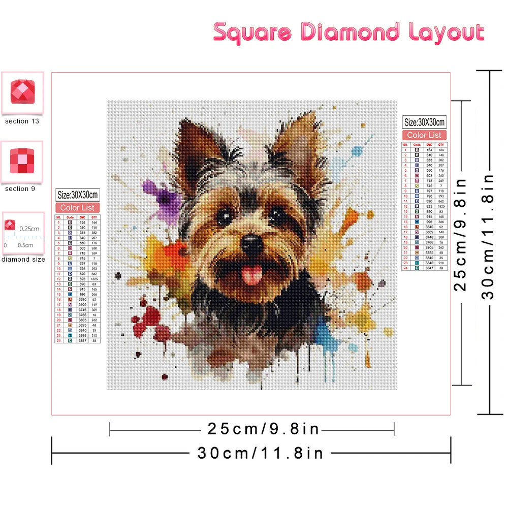 Huacan Diy Diamond Mosaic Animal Full 5d Square Round Drill Painting Dog Art Gift Home Decoration Craft Kit