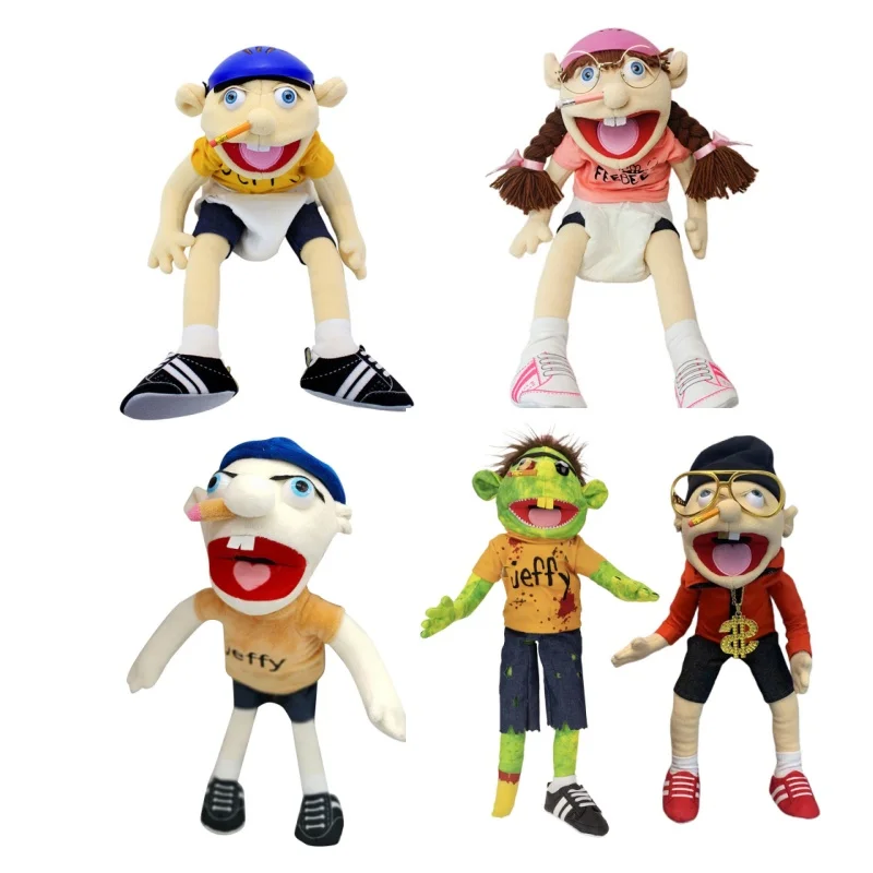 38-60cm Funny Jeffy Feebee Puppets Children Soft Doll Talk Show Party Props Christmas Doll Plush Toys Hand Puppet Kids Gift