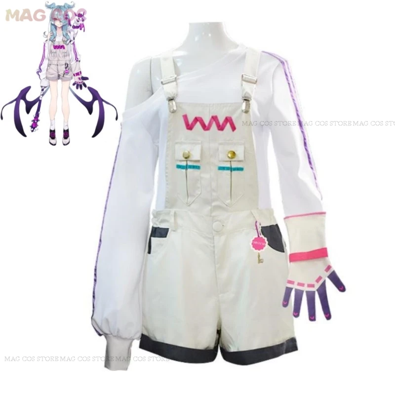 أنيمي NIJISANJI EN الظاهري YouTuber VTuber Elira Lazulight السروال القصير Elira شعر مستعار Pendora تأثيري حلي امرأة هالوين حفلة البدلة