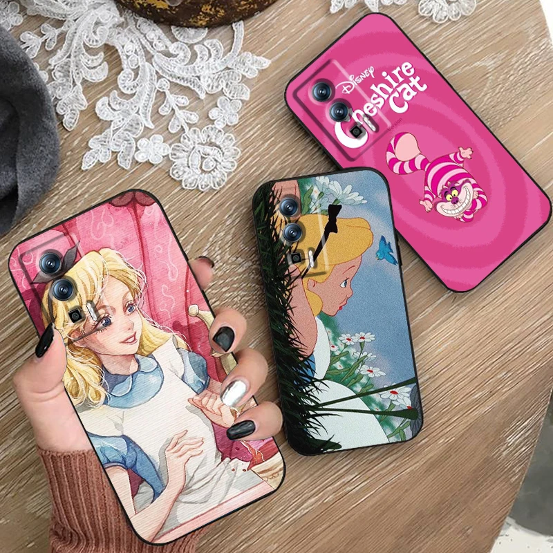 

Disney Alice Wonderland For Xiaomi Redmi 9A 9C 9AT 10C 9 9T 10 12C 13C A3 12 K60 A1 K50 K40 5G Black TPU Phone Case