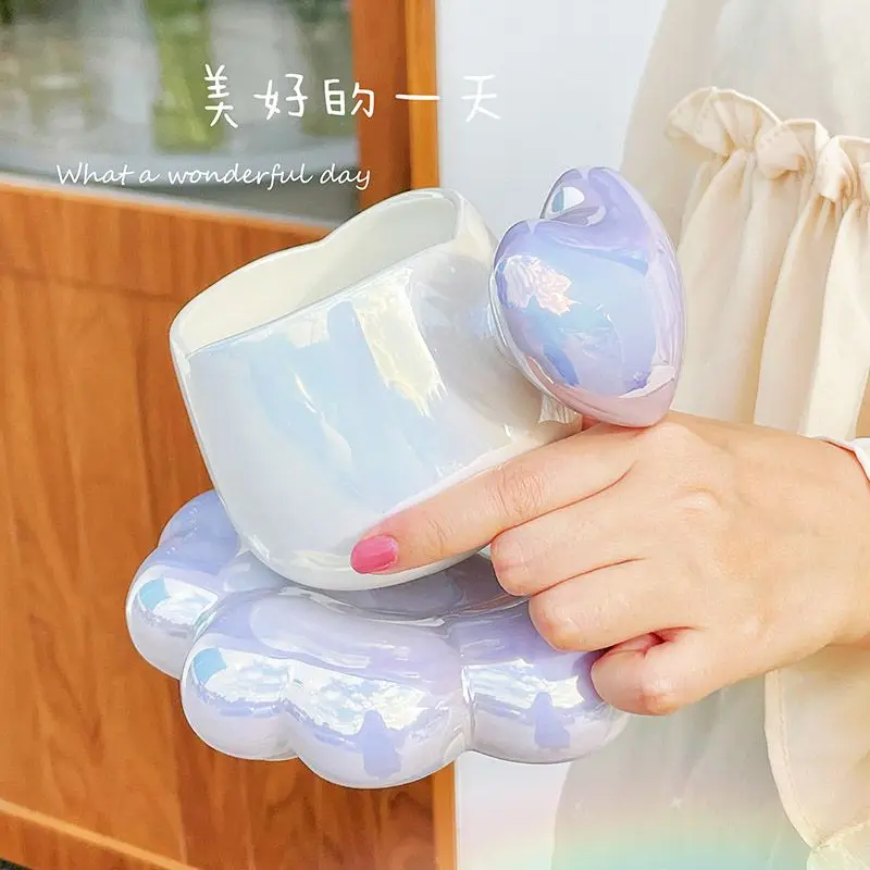 

High value love mug cute ceramic cup coffee cup saucer water cup women's office