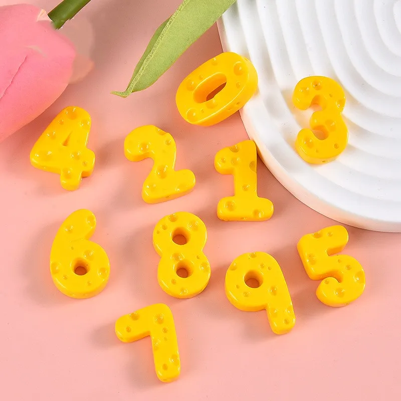 20-30Pcs Kawaii Number Cheese Flat Back Resin Simulation Food Toy Craft Supplies DIY Doll House Accessories Creative Phone Decor