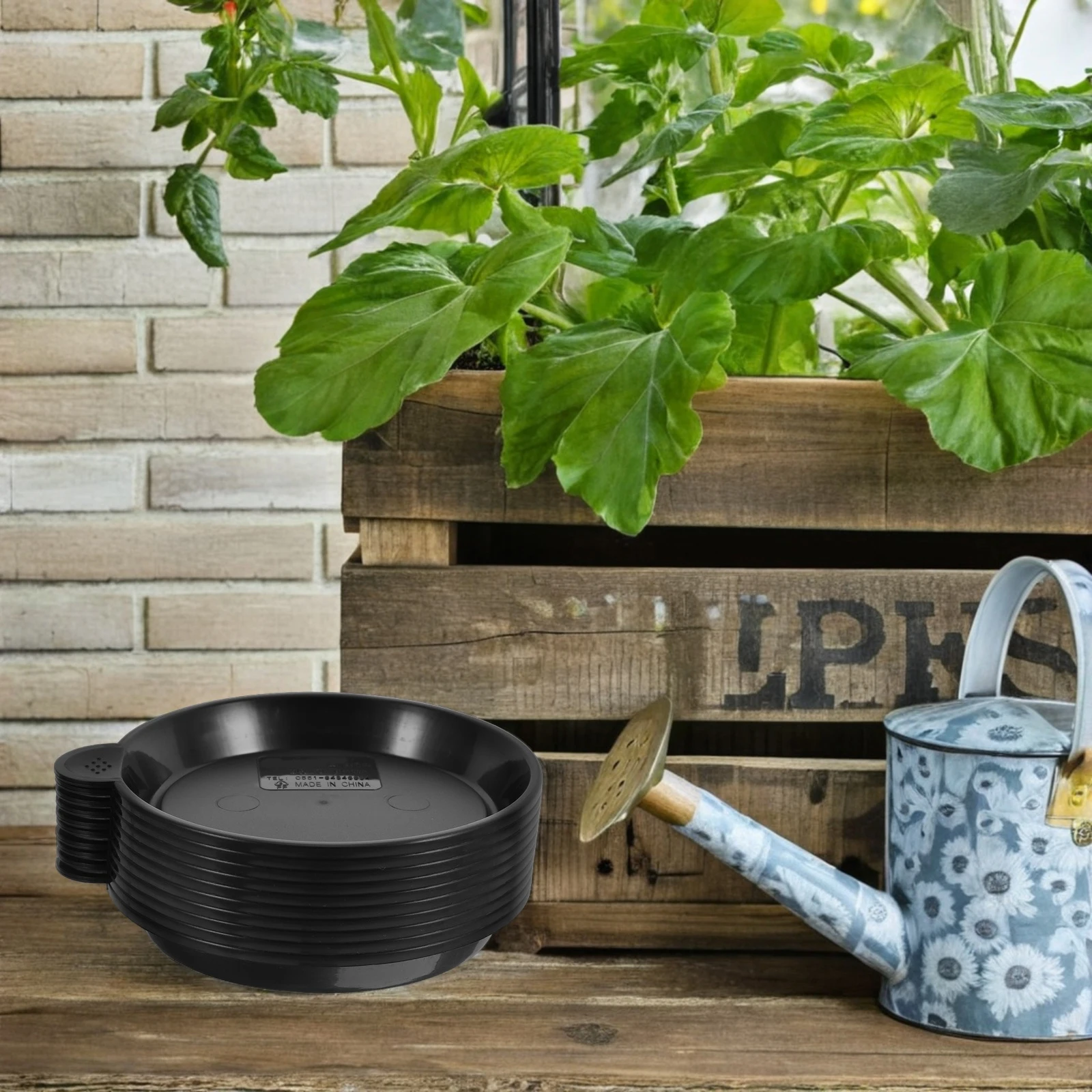 

10 PCS Succulent Plant Pot Tray Plastic Saucers for Plants Square Black Drainage