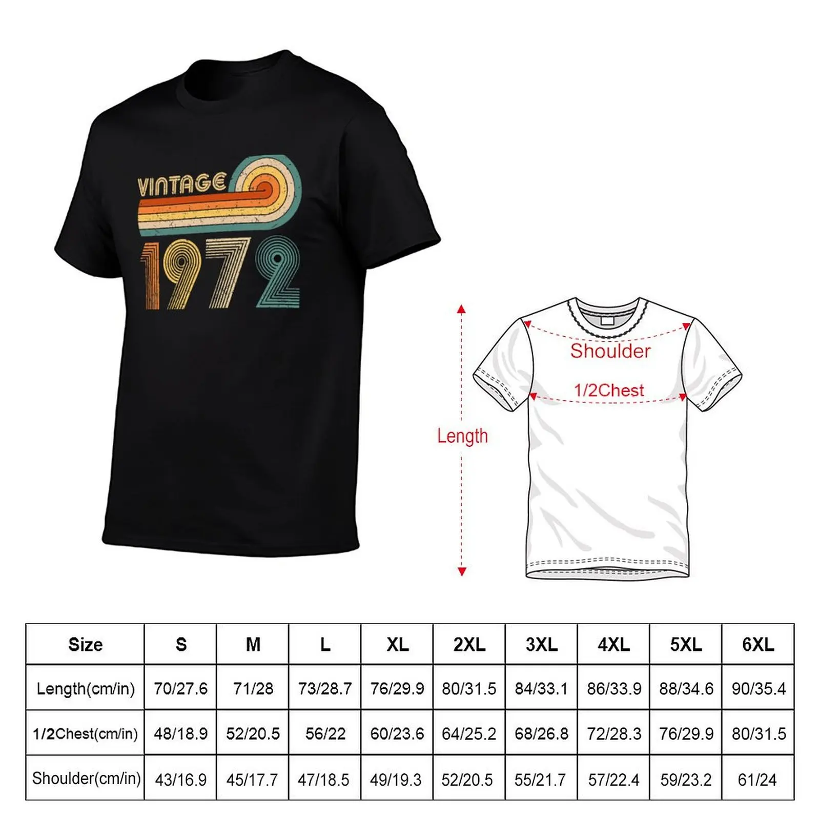 Vintage 1972 T-Shirt oversized t shirt blacks graphic tee shirt mens t shirts casual stylish