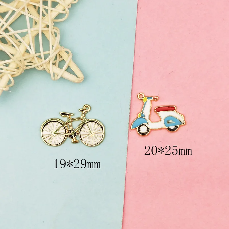 10pcs אופנה אמייל קטנוע אופניים אופניים קמעות אופנוע תליון תכשיטים אביזרים