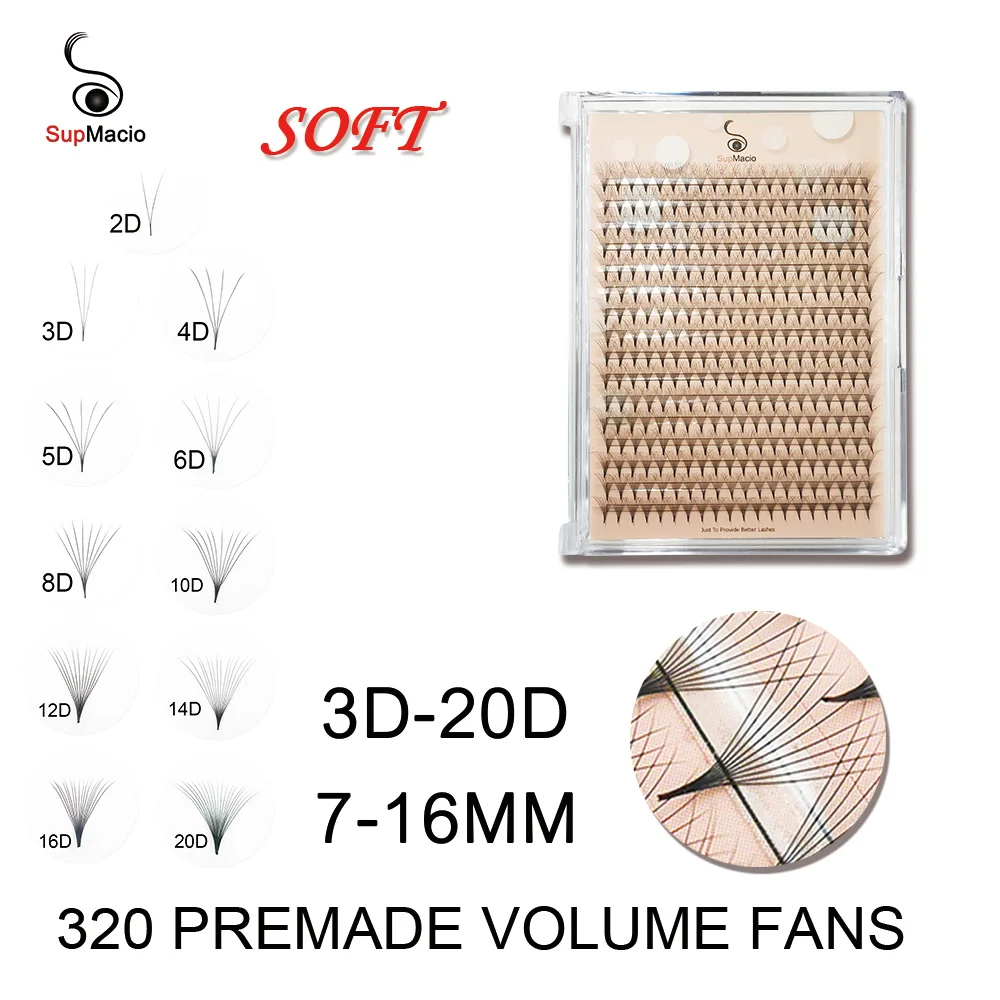 

Готовые ресницы supmдвоих 3D, 4D, 5D, 6D, 8D, 10D, 12D, 14D, букет готовых объемных ресниц, заостренная база, мягкие русский объем ресниц