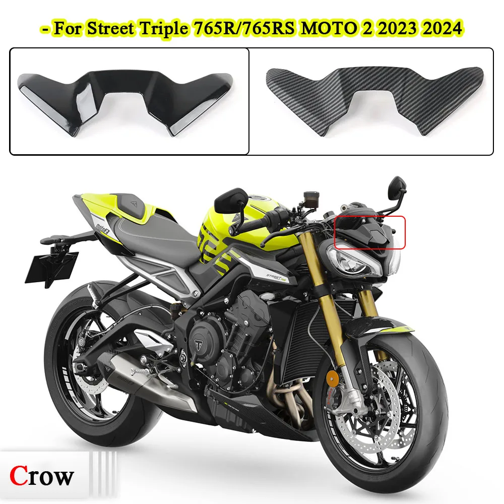 

Новый карбоновый/ярко-черный мини-обтекатель переднего ветрового стекла для мотоцикла, детали крышки панели для Street Triple 765RS MOTO 2 23-24