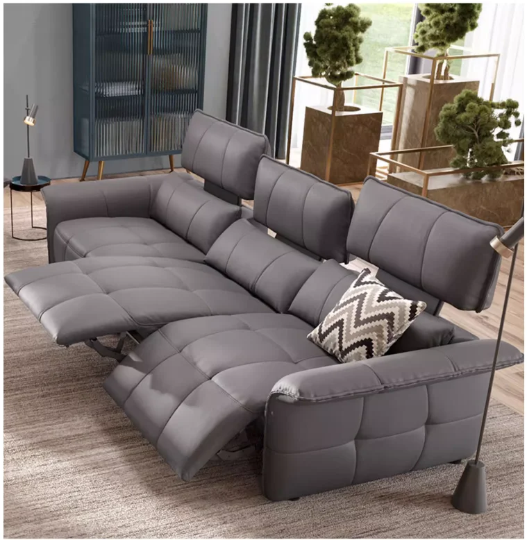 Italian minimalist electric leather sofa three adjustable straight row Italian zero wall lifting function sofa