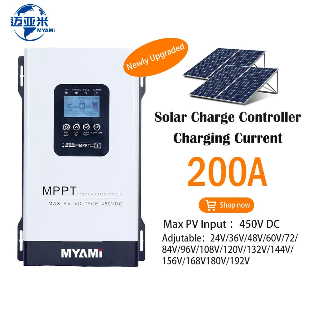 MPPT Solar Charge Controller 200A Adjustable 24V/36V/48V/60V/72/84V/96V/108V/120V/132V/144V/156V/168V180V/192V Battery