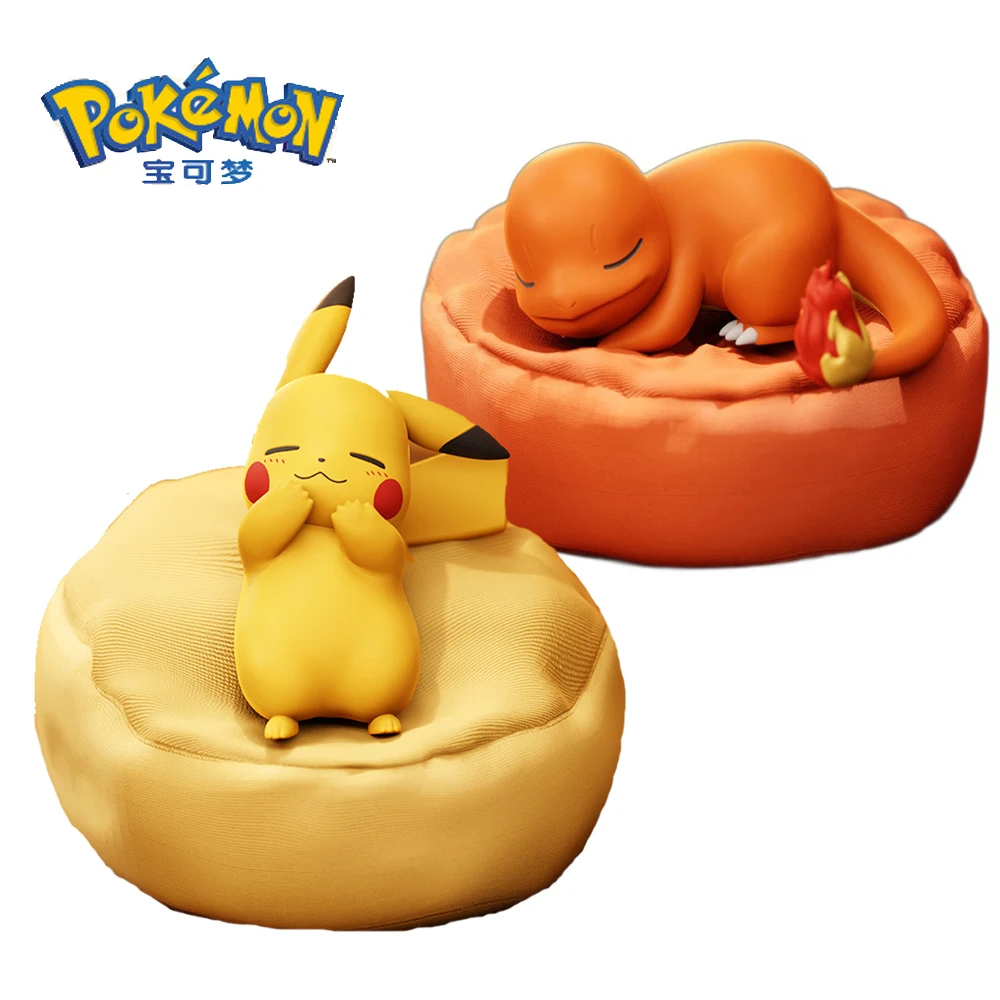 

Genuine Anime Pokemon Action Figures Pikachu Meowth Slowpoke Leisure Time Series Sleeping Position Ornaments Model Birthday Gift