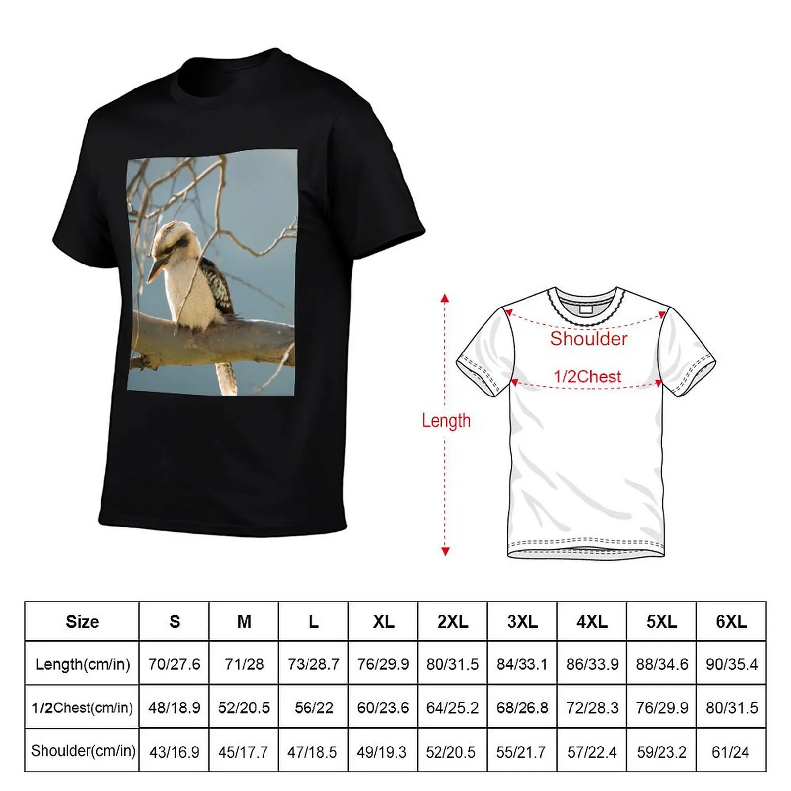 Kookaburra Perched on a Branch T-Shirt Comfortable Daily Wear Tee