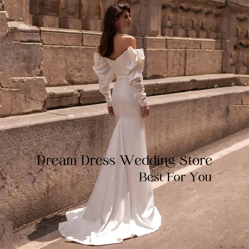 DREAM Sexy Long Sleeve Mermaid Wedding Dress 2025 Sweetheart Pleat High Split Open Back Bridal Gown Vestido De Noiva Customized