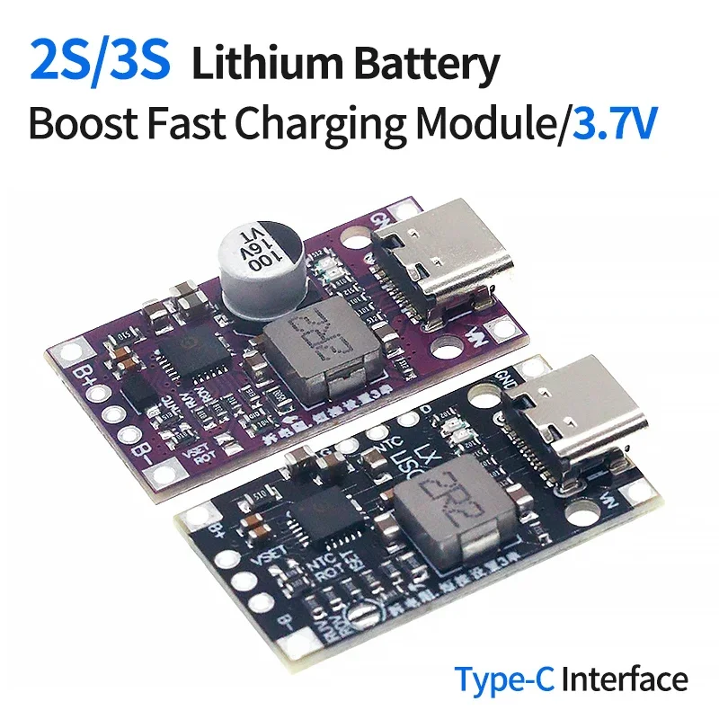 2S 3S 3.7V Type-C USB Lithium Battery Charging Module Support Fast Charge Boost Converter Step-Up Charger Protection Board
