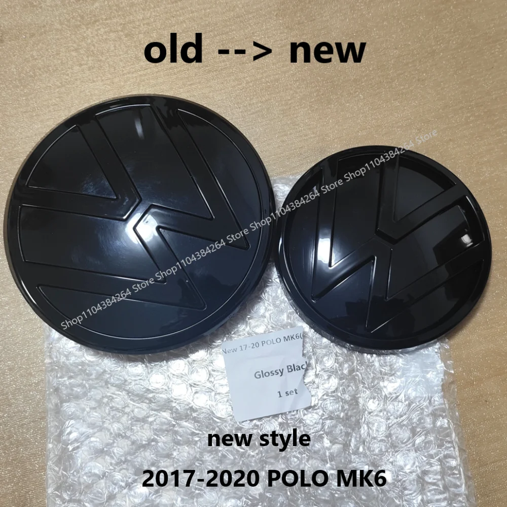 

2pcs New Replacement Front Grille Emblem and Rear Trunk Lid Emblem Badge For VW Polo 2017-2020 New Style Emblem Badge