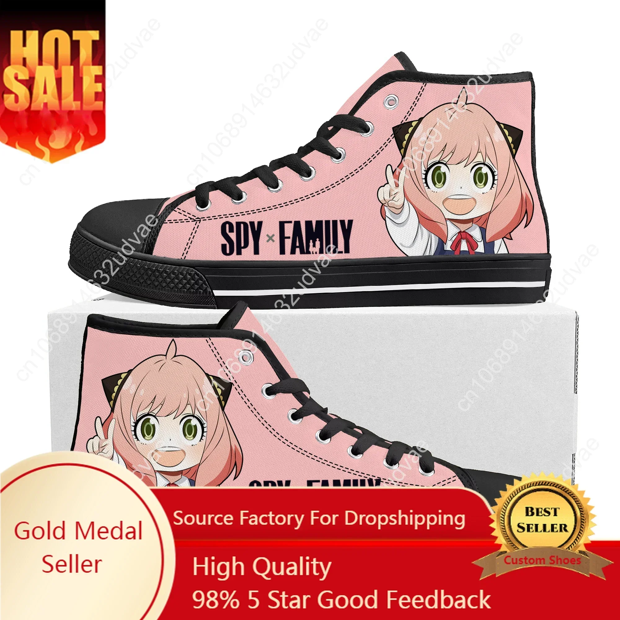 

Spy X Family Anya Forger High Top Sneakers High Quality Mens Womens Teenager Canvas Sneaker Casual Couple Shoes Custom Shoe