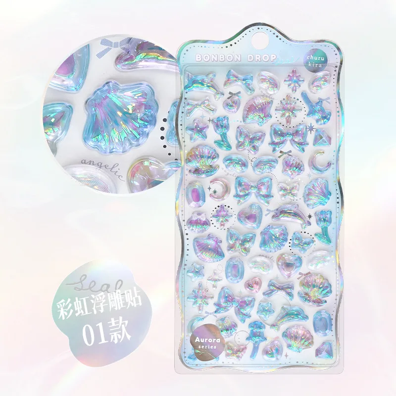 

DIY Cartoon Bowknot Animals Rainbow Gradient 3D Relief Stickers Cute Stationery Scrapbooking Journal Sticker Decor Art Supplies