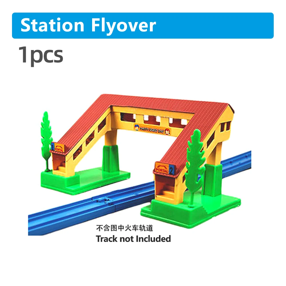 모든 종류의 플라스틱 레일 기차 트랙 부품 액세서리, 스테이션, 주유소, 신호등, 다리, 어린이 특별 선물 X1