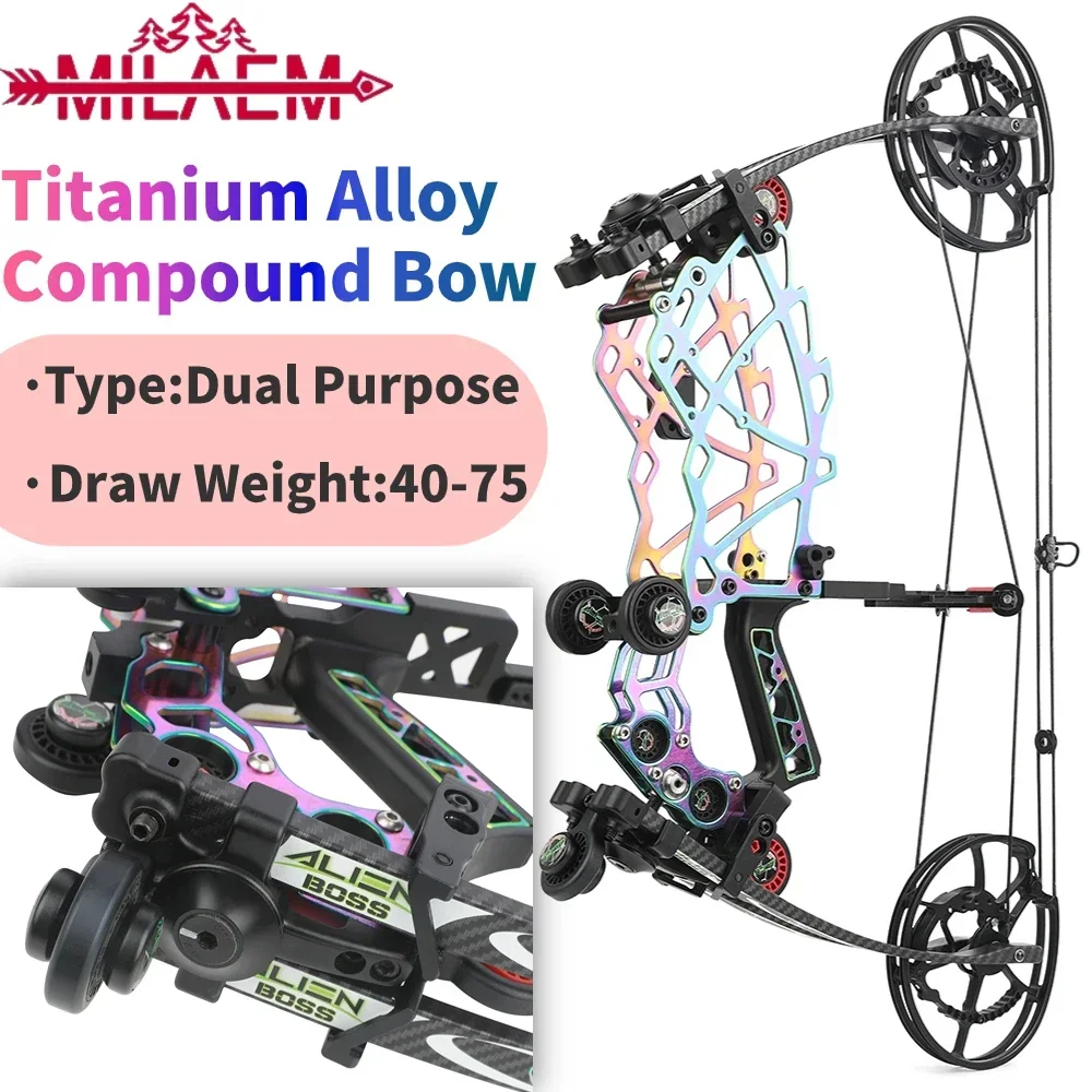 

Archery Dual Purpose Compound Bow Titanium Alloy Adjustable 40-70lbs Let-off 80% Left/Right Hand Competitive Hunting Pulley Bow