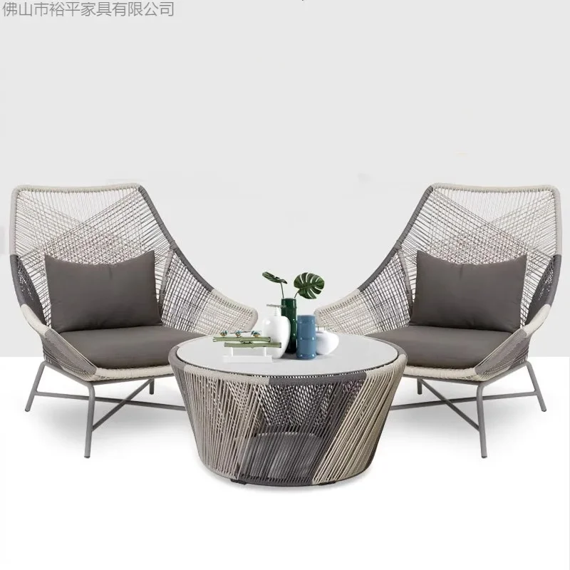 Balcony Small table and chairs Outdoor courtyard combination Internet celebrity Open-air house Sunshine leisure sofa