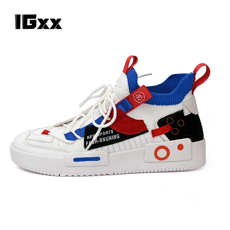 

IGxx New Trand Men Street Punk High-Top White Shoes Men's Party Pub Shoes Canvas Young Fashion Adult Boot Free Shipping Online