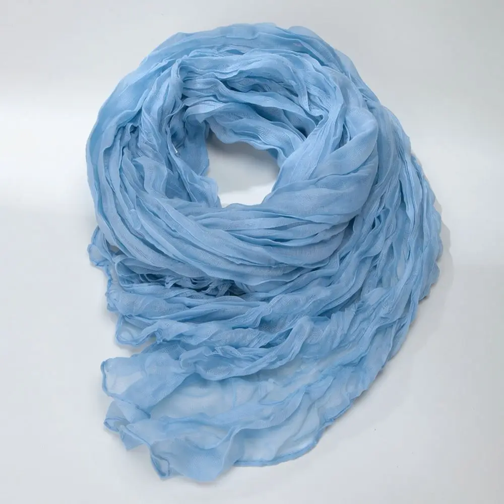 Boho Style Pleated Shawl For Topshrub Linen Blend Scarf Women Lightweight Sun Protection Wrap Soft Elegant Decorative Hijab