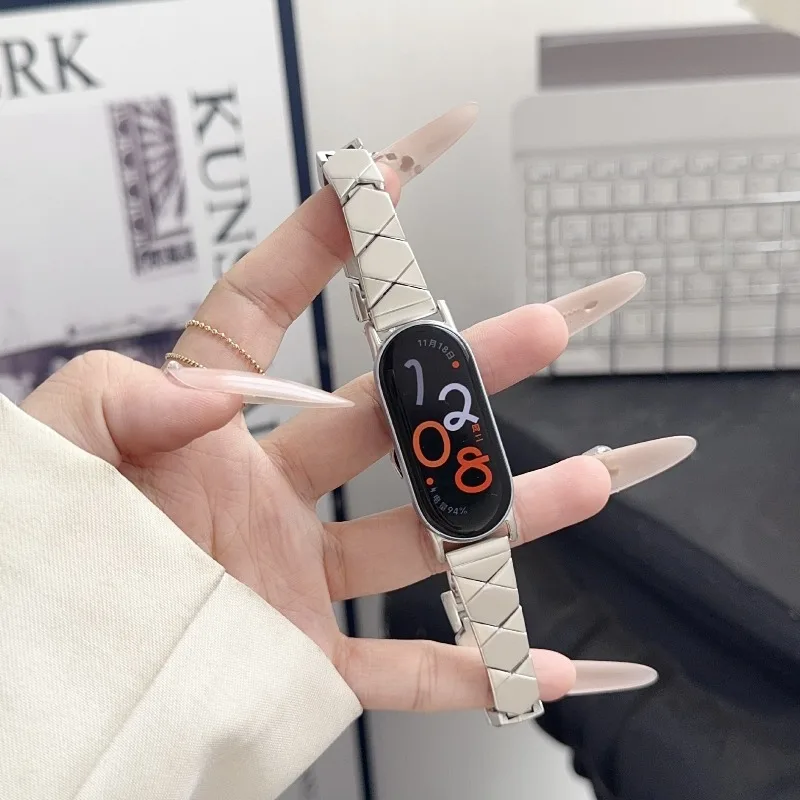 Diamond Pattern Strap for Xiaomi Watch S4 Band 10 9 NFC Elegant Luxury Small Dial Women