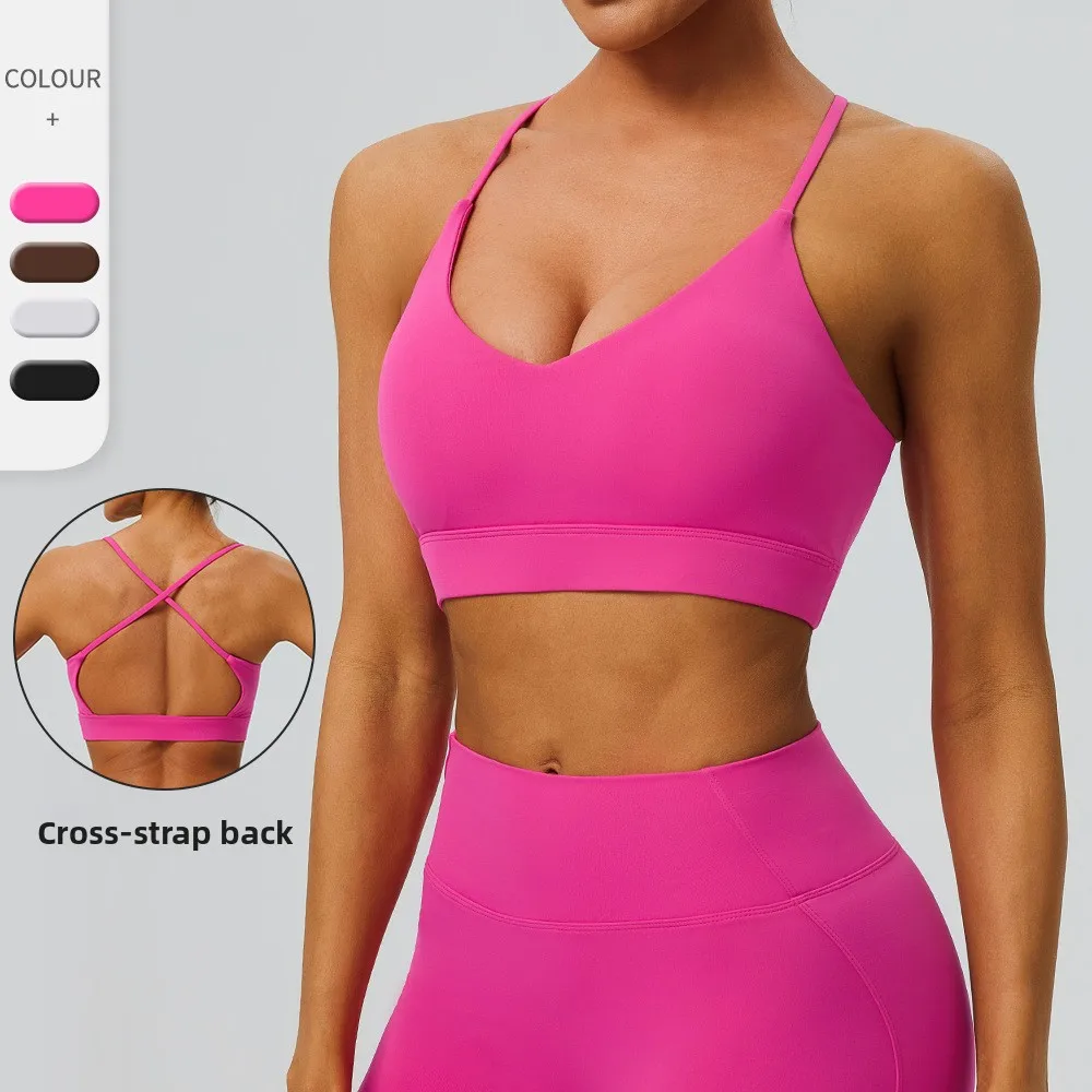 Bare Feel Double‑sided Grinding Sports Bra with Built‑in Pads Breathable Sexy Back Sports Brassiere for Running Fitness Yoga