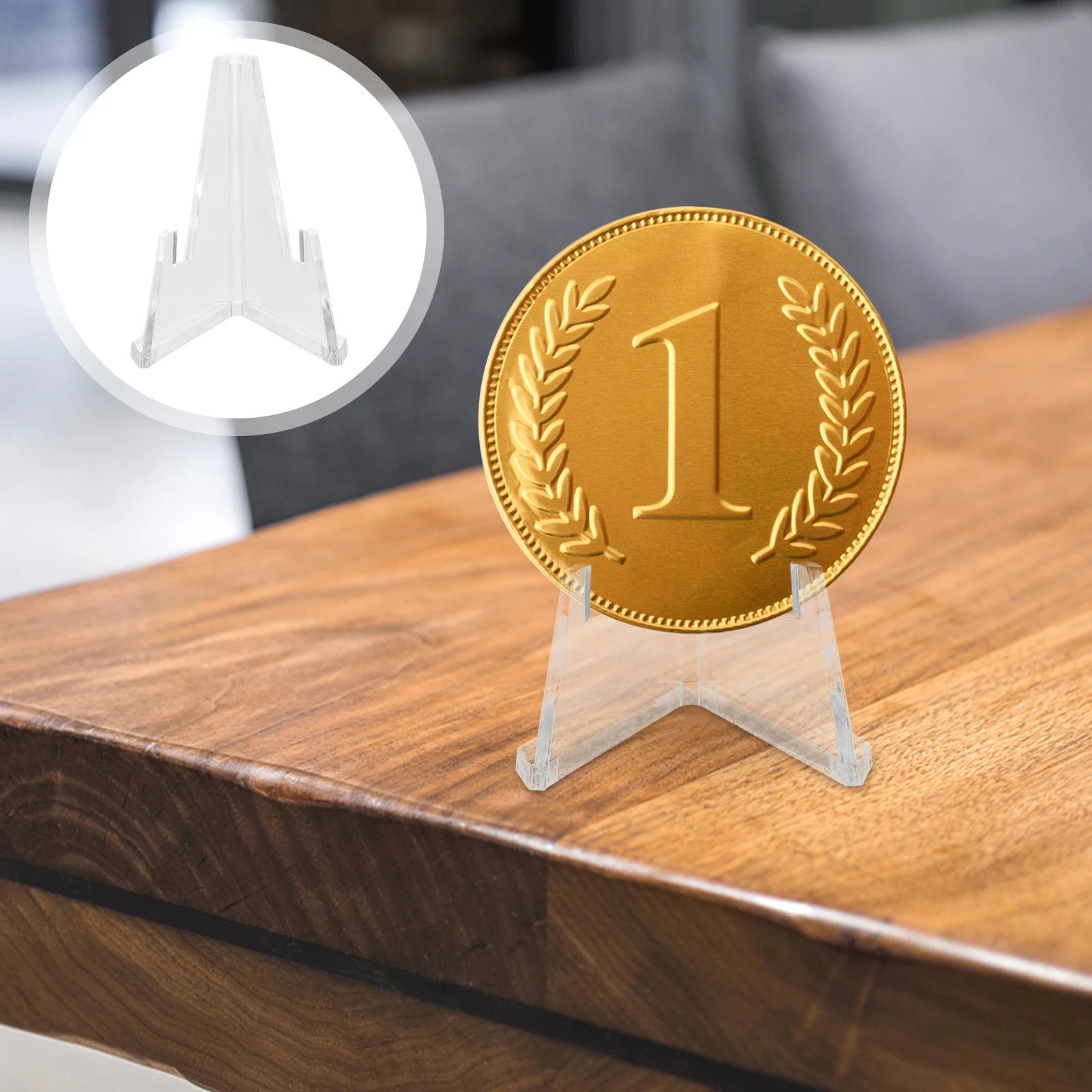 

6pcs Acrylic Coin Display Stand Easel Stands Desktop Medals Coins Holder Storage Rack Durable Stable Mini Organizer Portable