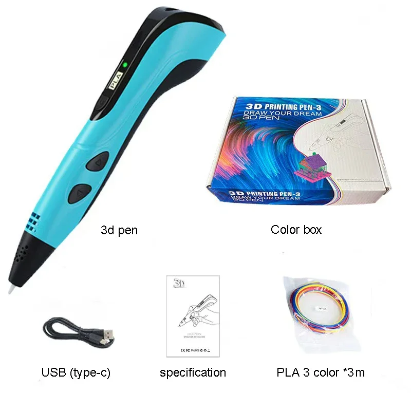 Nuova penna da stampa 3D Display LCD Schermo 0,7 mm Diametro 1,75 mm PLA Paiting Disegno fai da te Compleanno Regali di Natale Giocattoli per bambini