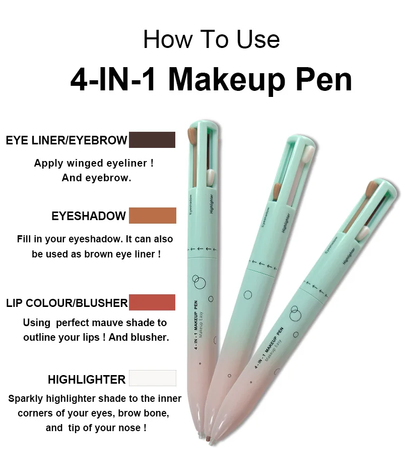 4 in 1 แต่งหน้าดินสอ Lip Liner Eyeliner Highlighter อายแชโดว์ปากกา