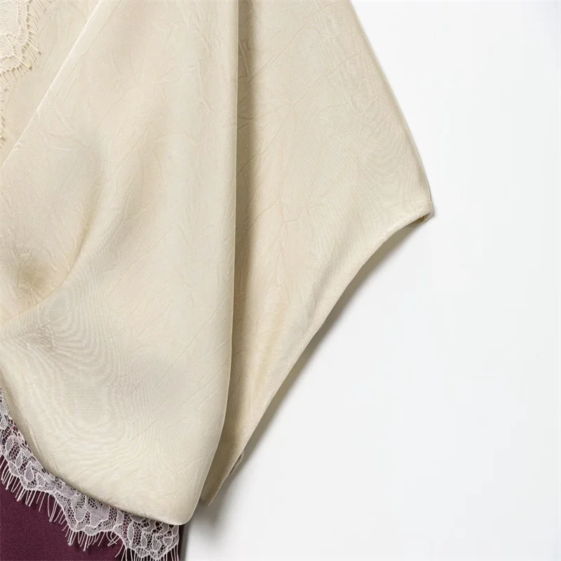 レディースセクシーレースサテンミディドレス　トレンド秋ファッション2025　トレンドセクシーレディースレースサテンミディドレス