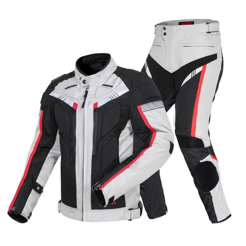 New Warm Motorcycle Cycling Jacket Men Anti-drop Waterproof Riding Racing Suit Set Protective Motorbike Fashion Casual Pants