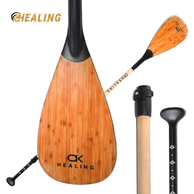 

SUP Paddle Stand Up Paddle Board Paddle, Carbon Fiber Shaft, Adjustable 72 - 86 Inches, Bamboo Skin, Surfboard Paddles