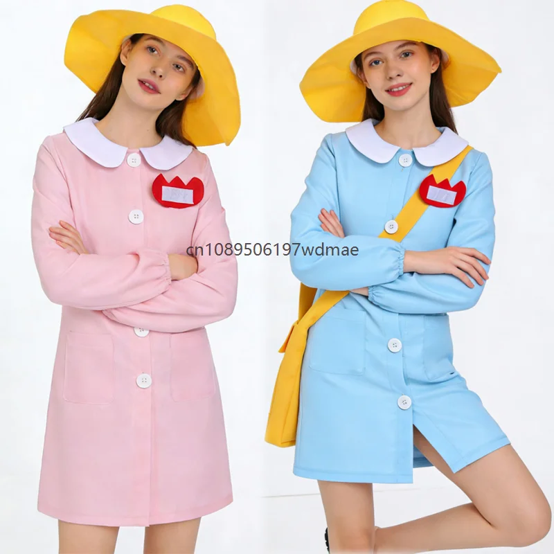 

Adult Japanese Kindergarten Blue Uniform Women Pink Long Sleeve Costume School Party Stage Performance Cosplay Outfits
