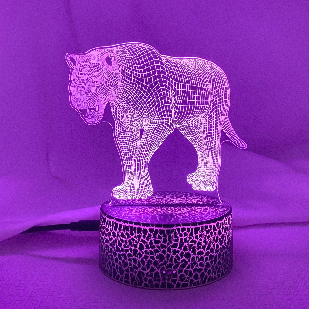 3D Night Light Black Leopard Statue Animal Doll Abstract PVC Leopard Print Color Home Office Desk Decoration Gift Dropshipping