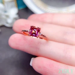 Newest Watermelon Red Moissanite Ring Real 925 Silver Fine Jewelry 1CT Lab Diamond Shiny Moissanite Women Engagement Ring Gift