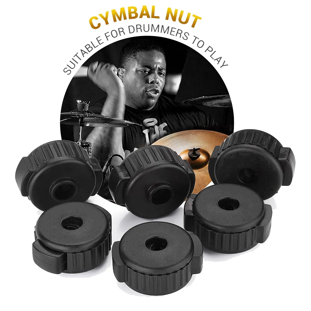 Plástico Cymbal Nuts para percussão Drum Kit, Quick-Set, peças de reposição, 6 pcs