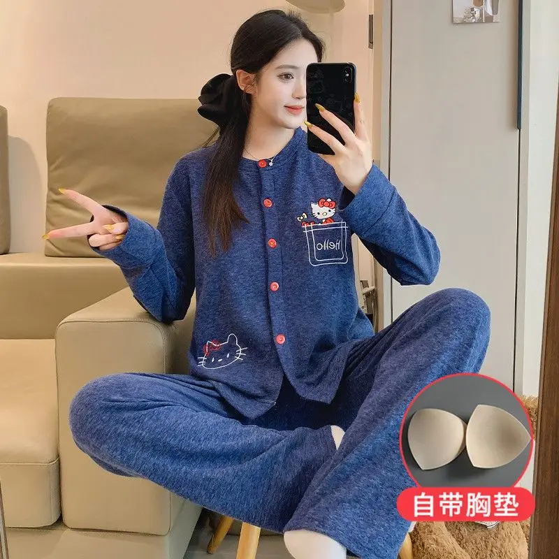 

Милые аниме-пижамы для женщин с длинными рукавами, мягкие, легкие, комфортные, повседневные, женская одежда для сна