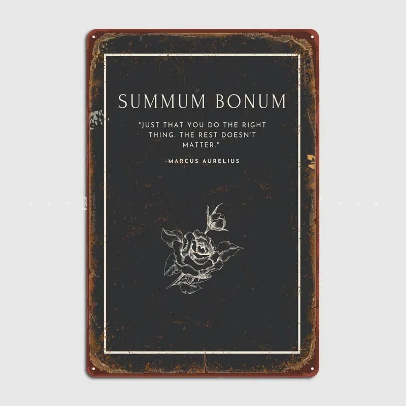 Summum Bonum Quotation Wall Decor Vintage Metal Signs for Office Garage Wall Decoration Retro Home Decoration Accessories Poster