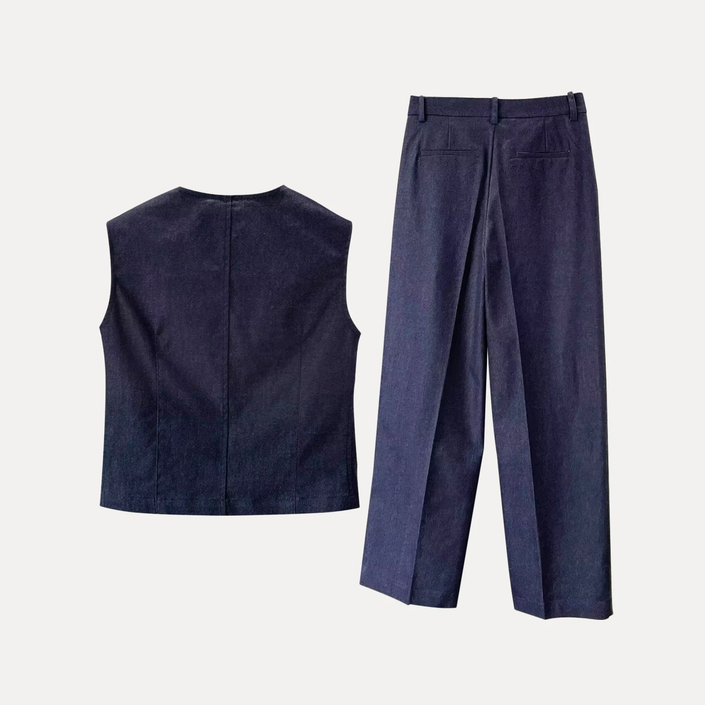 2025 outono novo terno de faion feminino jaet e calças conjunto personalidade temperamento falso denim listra diagonal ort sle