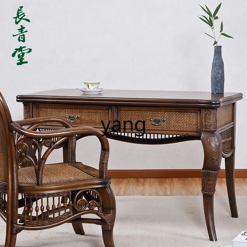 CX  Chinese-style desk study solid wood rattan medieval learning and writing computer desk