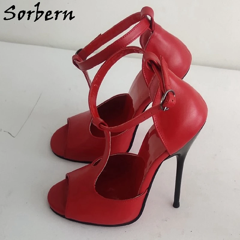 

Sorbern 14Cm Metal High Heel Sandal Stilettos Prom Party Shoes Sissy Boy Female Footwear Fetish Real Leather Custom Color