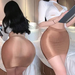 FREEAUCE Ladies Women's Mini Skirt Summer Glossy Bodycon Pencil High Waist Tight black Skirts Lingerie Party Night Club Wear