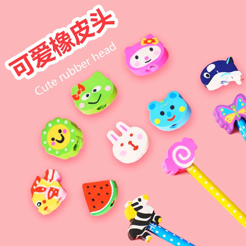 5-20pcs Cartoon With Eraser Pencil Cute And Creative Stationery Gifts For Kindergarten Pupils Office And School Supplies Hb