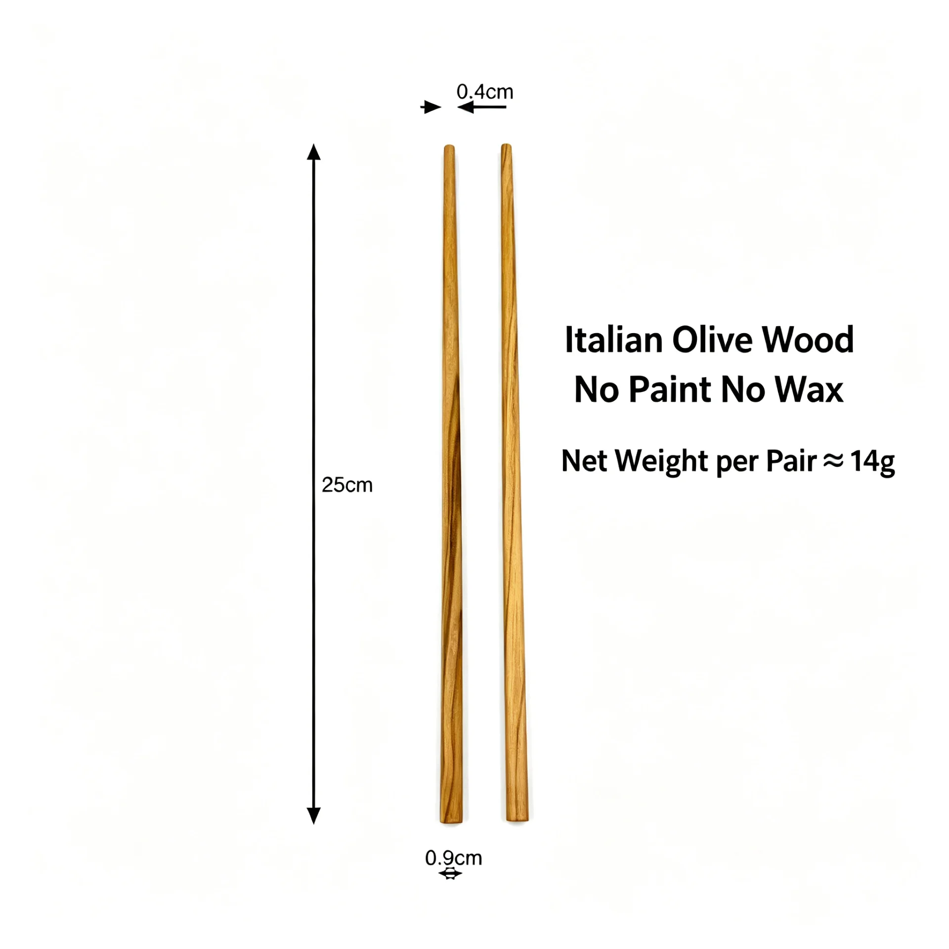 Italian Olive Wood Chopsticks, Reusable Solid Wood Tableware, High Temperature Resistant, No Paint No Wax for Household Use