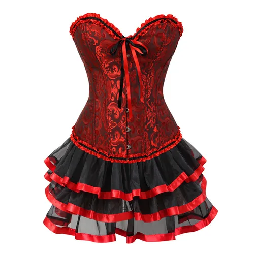 Imagen 2 del producto Sapubonva-corsés sexys para mujer, traje de talla grande, corsé burlesco, conjunto de falda, tutú, vestidos de moda victoriana